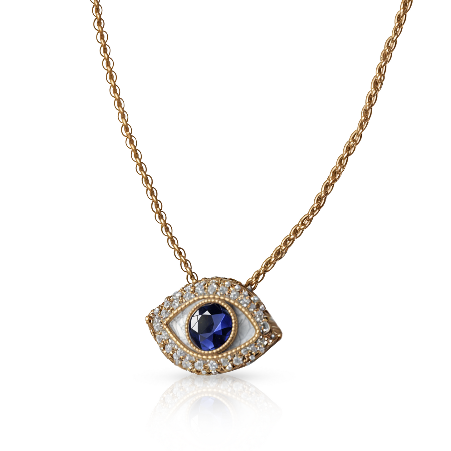 Sapphire Evil Eye Charm Necklace