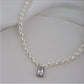 Zircon Adorned Pearl Elegance Necklace