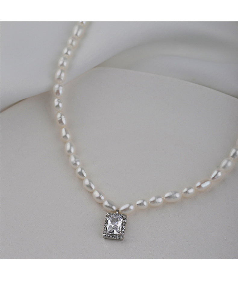 Zircon Adorned Pearl Elegance Necklace