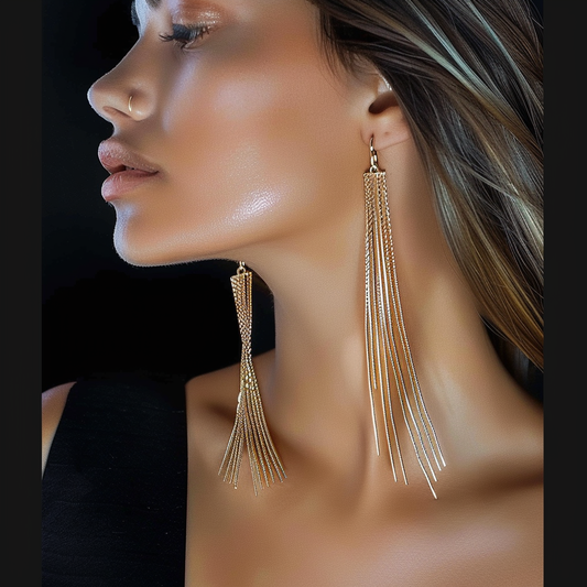 Gleaming Drape Tassel Earrings